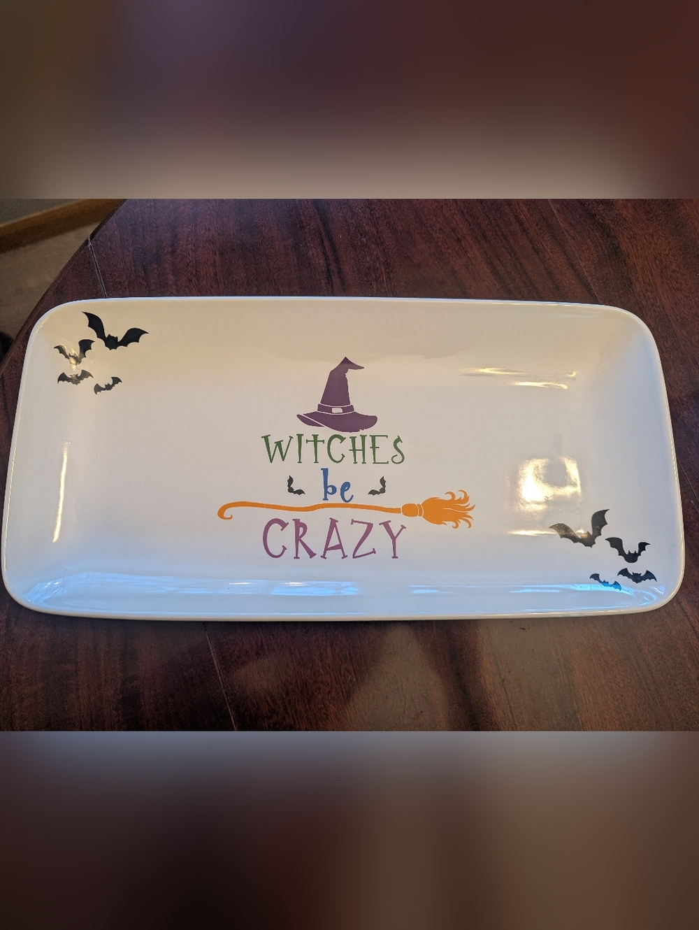 Crofton Halloween Stoneware Platter “Witches Be Crazy “ Witches Serving Dish